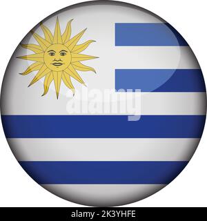 uruguay Flag in glossy round button of icon. uruguay emblem isolated on white background. National concept sign. Independence Day. Vector illustration Stock Vector