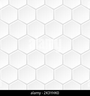Seamless pattern with embossed white hexagon tiles Stock Vector