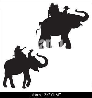 Vector Set Of Elephant Tour Silhouettes Illustration Isolated On White Background Stock Vector
