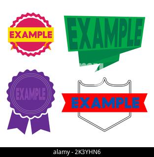 Set of ribbon with Example text. Banner template. Label sticker. Sign. Stock Vector