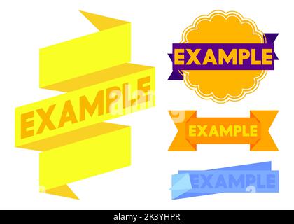 Set of ribbon with Example text. Banner template. Label sticker. Sign. Stock Vector