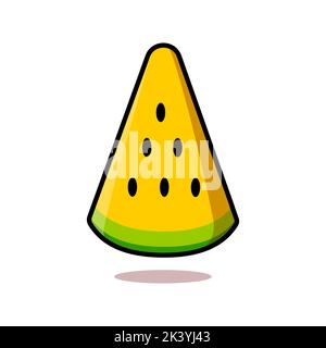 A cute cartoon image of a yellow watermelon slice. Vector illustration. Stock Vector