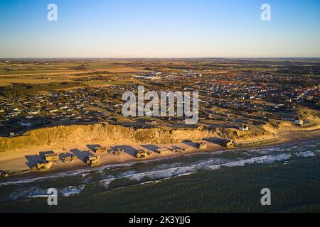 View of the beach in Løkken during sunset Stock Photo