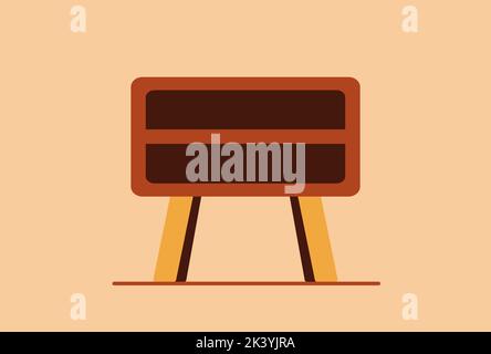 Bedside table in brown colors. Stock Vector