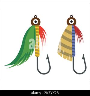 Vector Set Of Fly Fishing Lures Hooks Illustration Isolated On White Background Stock Vector