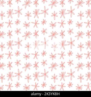 Pink flowers scandinavian style seamless pattern. Stock Vector