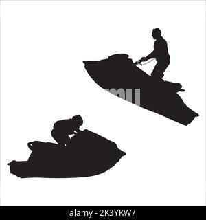 Vector Set Of Extreme Jet Ski Silhouettes Illustration Isolated On White Background Stock Vector