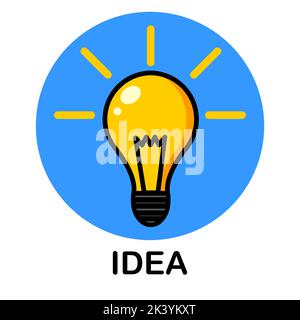 Yellow light bulb with the inscription idea. Vector illustration Stock Vector