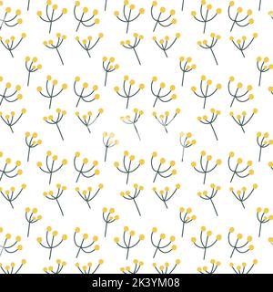 Yellow berries scandinavian style on branch seamless pattern. Stock Vector