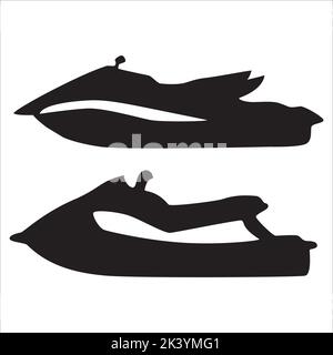 Vector Set Of Extreme Jet Ski Silhouettes Illustration Isolated On White Background Stock Vector