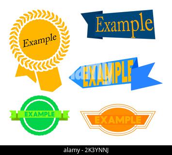 Set of ribbon with Example text. Banner template. Label sticker. Sign. Stock Vector
