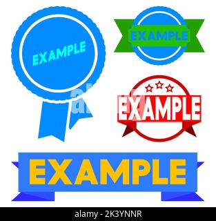 Set of ribbon with Example text. Banner template. Label sticker. Sign. Stock Vector