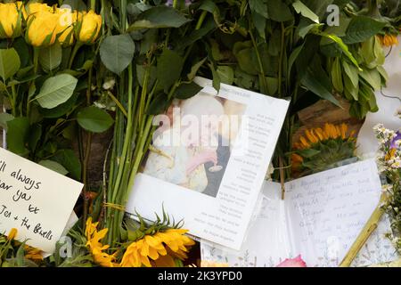 Floral Tributes laid in Green Park, London, after the death of Her Majesty Queen Elizabeth 2nd Stock Photo