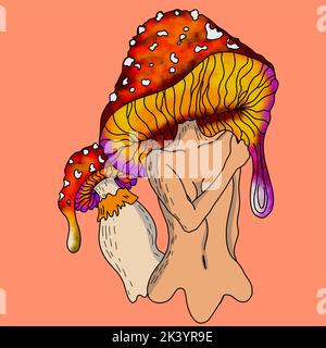 Halloween witch mushroom beautiful halloween illustration vector Stock Vector