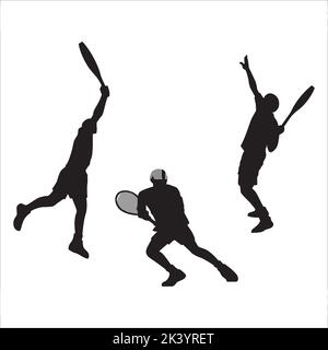 Vector Set Of Tennis Players Silhouettes Illustration Isolated On White Background Stock Vector