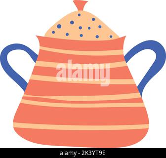 Sugar pot icon. Table dishware in hand drawn style isolated on white background Stock Vector