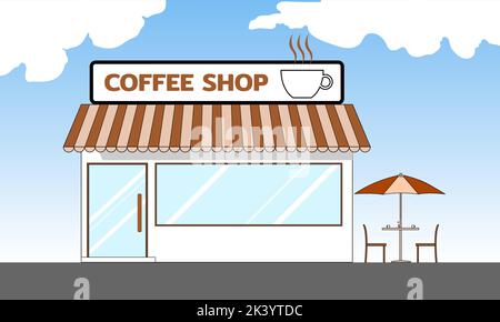 vector of coffee shop flat design illustration exterior, no people Stock Vector