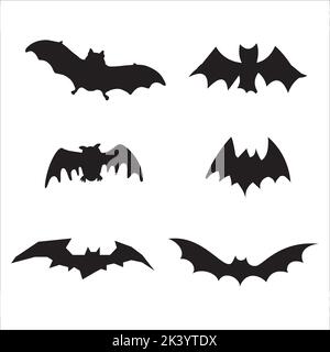 Vector Set Of Halloween Bats Silhouettes Illustration Isolated On White Background Stock Vector