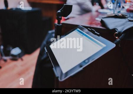 Tablet in a music studio Stock Photo