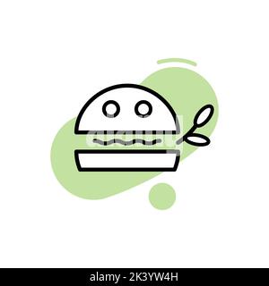 Plant-based meat icon. Line art burger. Stock Vector