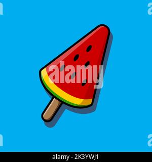 Vector illustration of watermelon ice cream. Stock Vector