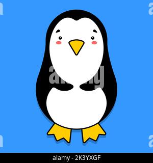 Flat cartoon image of a penguin. Vector illustration Stock Vector