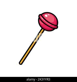 Image of pink lollipop, chupa chups pop art, comics style. Vector illustration isolated on white background. Stock Vector
