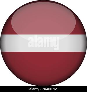 latvia Flag in glossy round button of icon. latvia emblem isolated on white background. National concept sign. Independence Day. Vector illustration. Stock Vector