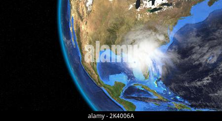 Hurricane Ian in Florida. Earth seen from space. Extremely detailed and realistic high resolution 3D illustration. Elements of this render have been f Stock Photo