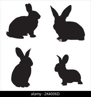 Vector Set Of Rabbits Animal Silhouettes Illustration Isolated On White Background Stock Vector