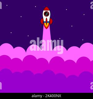 Cartoon image of a rocket taking off. Vector illustration Stock Vector