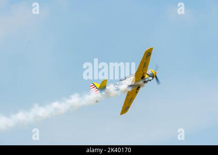 Sideways low-angle yellow propeller view Stock Photo