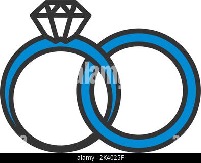 Wedding Rings Icon. Editable Bold Outline With Color Fill Design. Vector Illustration. Stock Vector