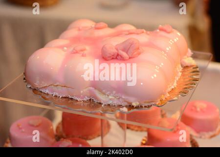 Strawberry pudding cake Stock Photo