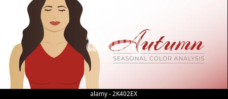 Red Seasonal Color Analysis Autumn/Fall Banner Background Illustration Design Stock Vector