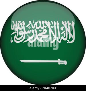 saudi arabia Flag in glossy round button of icon. saudi arabia emblem isolated on white background. National concept sign. Independence Day. Vector il Stock Vector