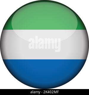 sierra leone Flag in glossy round button of icon. sierra leone emblem isolated on white background. National concept sign. Independence Day. Vector il Stock Vector