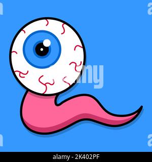 The blue eye crawls. Slug eye. Image for Halloween. Vector illustration. Stock Vector