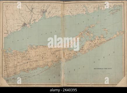 New York State, Double Page Plate No. 8 Map of Suffolk County Cartographic. Atlases, Maps. 1895. Lionel Pincus and Princess Firyal Map Division. New York (State) - - vMaps. Stock Photo