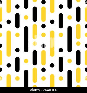 line and circle pattern seamless background yellow and black Stock Vector