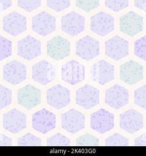 Seamless pattern with textured hexagons  Stock Vector