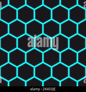 Seamless pattern with dark hexagons on blue back  Stock Vector