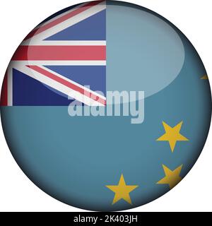 tuvalu Flag in glossy round button of icon. tuvalu emblem isolated on white background. National concept sign. Independence Day. Vector illustration. Stock Vector