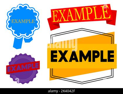 Set of ribbon with Example text. Banner template. Label sticker. Sign. Stock Vector