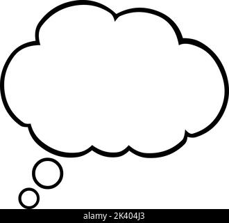 Vector illustration of a thought cloud drawn in black and white Stock Vector