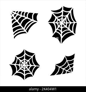 Doodle illustration of black web. Vector halloween image. Stock Vector