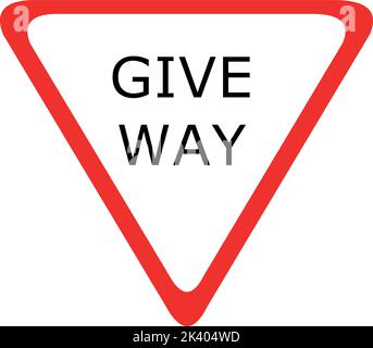 Vector illustration of give way transit sign, in a white and red triangular shaped sign Stock Vector