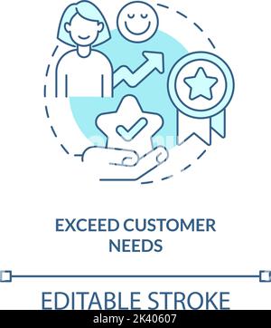 Exceed customer needs turquoise concept icon Stock Vector