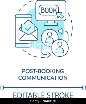 Post-booking communication turquoise concept icon Stock Vector