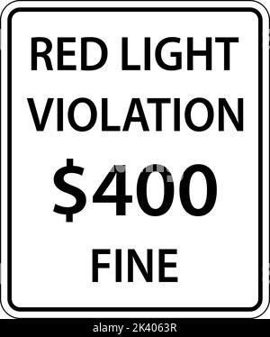 Red Light Photo Violation Fine Sign Stock Vector